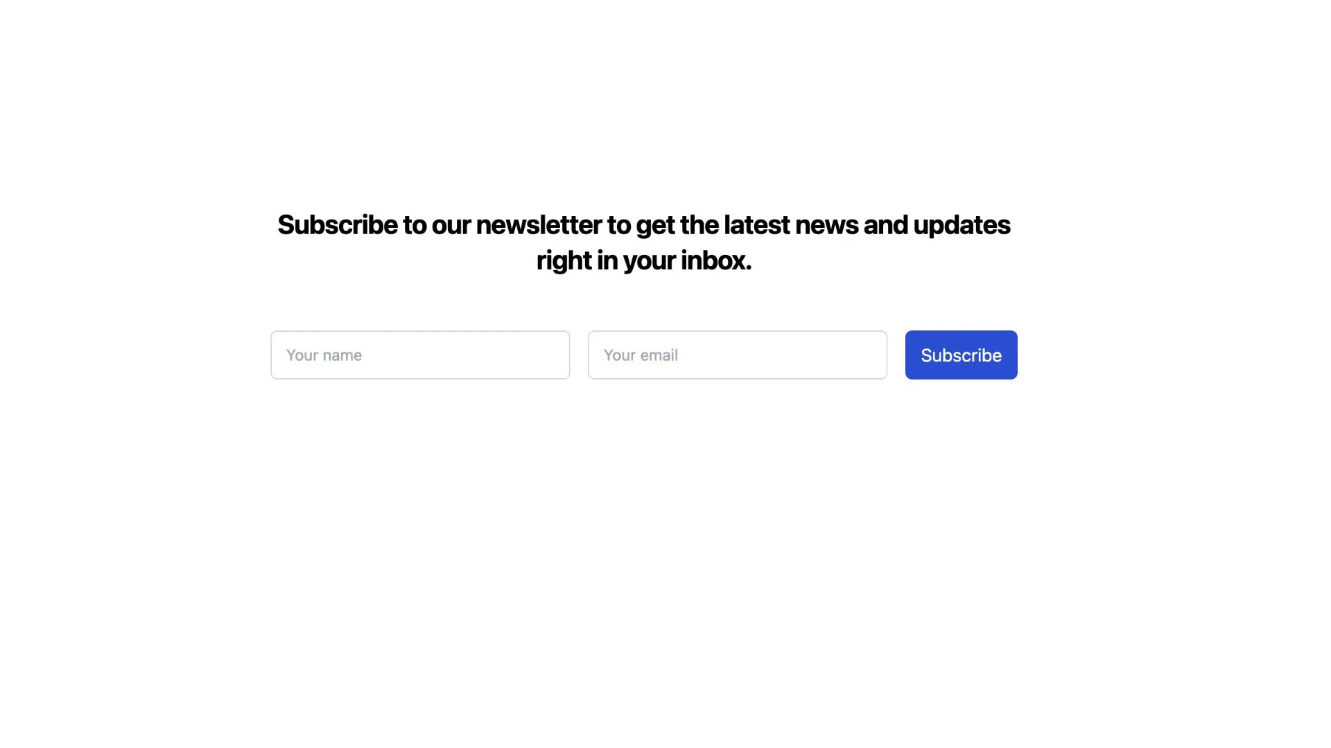 An example of how the Subscription Form component looks