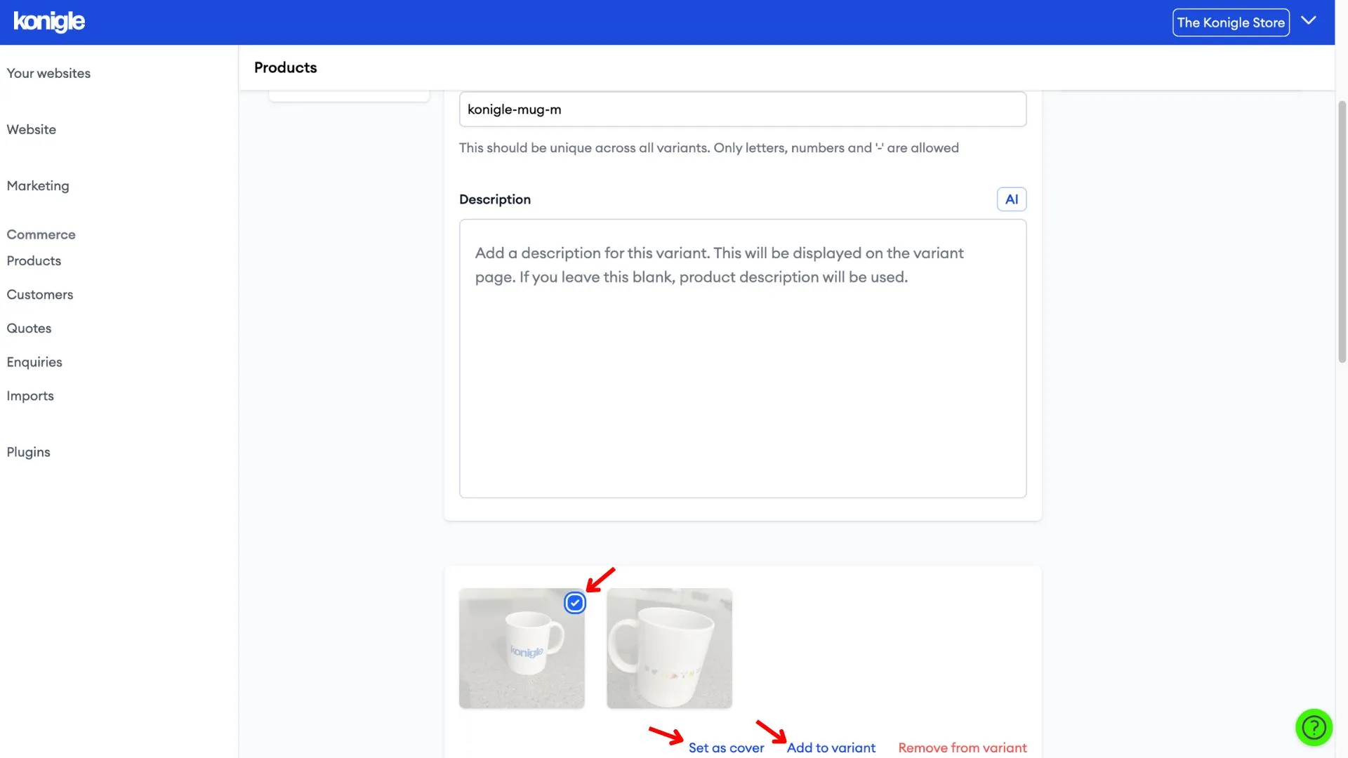 Setting variant images