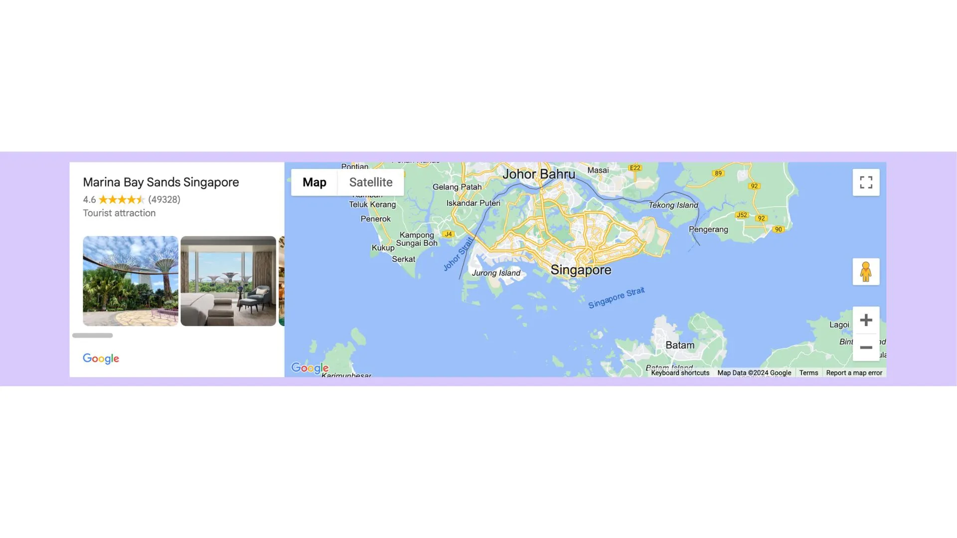 An example of how the Google Map component looks