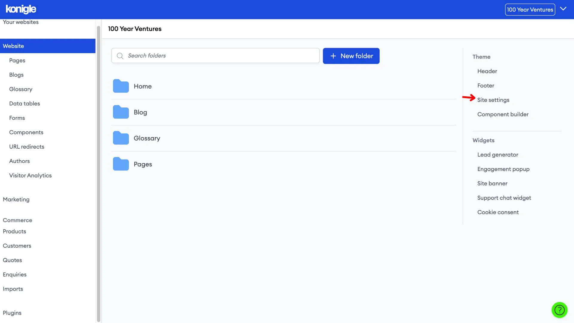 Access site settings